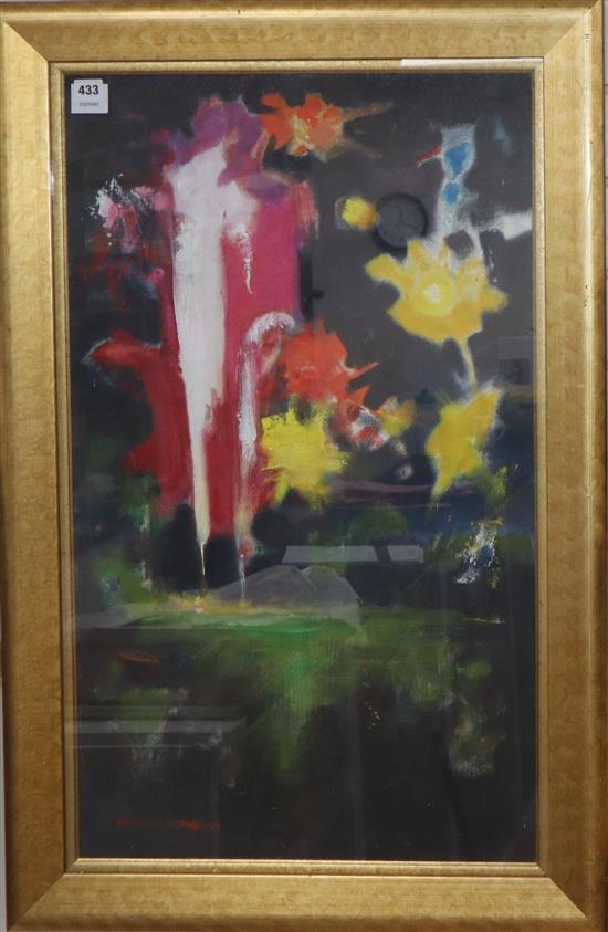 Norman Kirkham, oil on canvas, Fireworks, signed, 86 x 50cm